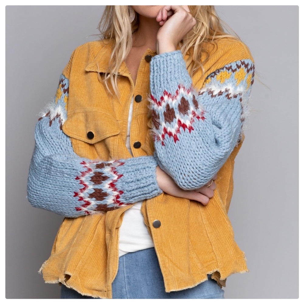 *LAST ONE* Winter Corduroy & Knitted Sleeve Jacket - Picture 9 of 13